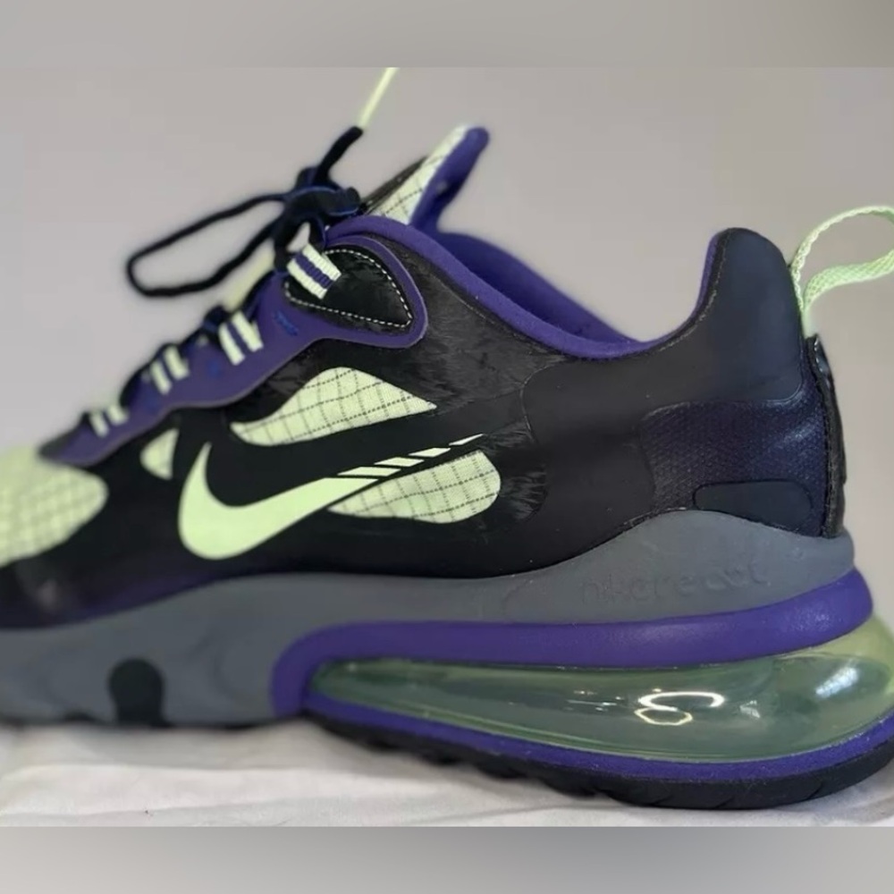 Nike Air Max 270 React Future Swoosh Mens Size 11 Black, Green & Purple NEW - Picture 8 of 16